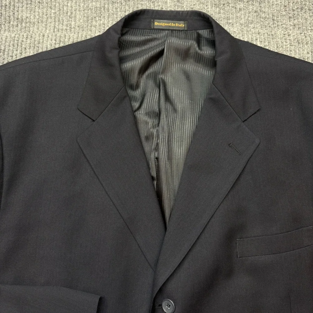 Vinci Blazer Sport Coat Mens 52L Navy Blue 3 Button Designed in Italy Jacket